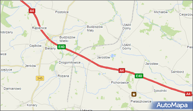 mapa Jarostów, Jarostów na mapie Targeo