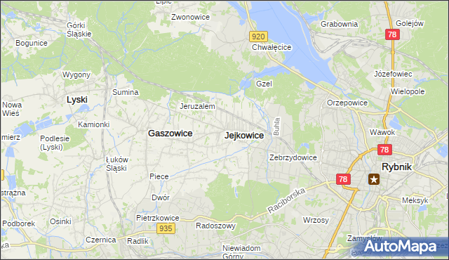 mapa Jejkowice, Jejkowice na mapie Targeo