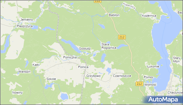 mapa Jeziorno gmina Człuchów, Jeziorno gmina Człuchów na mapie Targeo