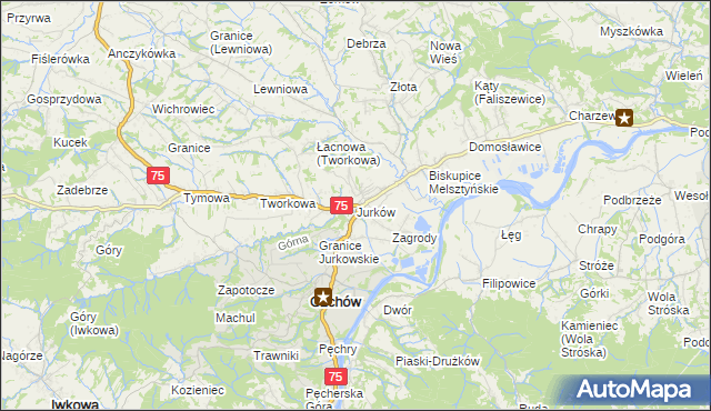 mapa Jurków gmina Czchów, Jurków gmina Czchów na mapie Targeo