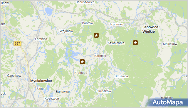 mapa Karpniki gmina Mysłakowice, Karpniki gmina Mysłakowice na mapie Targeo