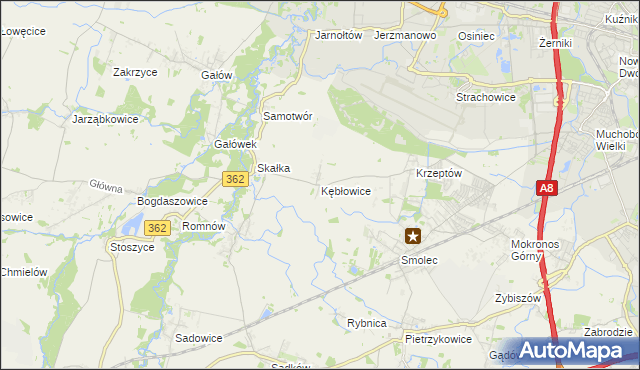 mapa Kębłowice gmina Kąty Wrocławskie, Kębłowice gmina Kąty Wrocławskie na mapie Targeo