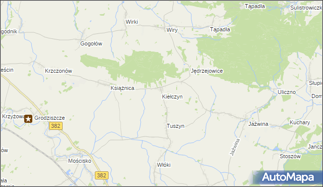 mapa Kiełczyn gmina Dzierżoniów, Kiełczyn gmina Dzierżoniów na mapie Targeo