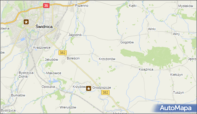 mapa Krzczonów gmina Świdnica, Krzczonów gmina Świdnica na mapie Targeo