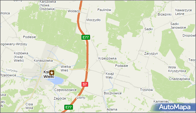 mapa Krzeszówka, Krzeszówka na mapie Targeo