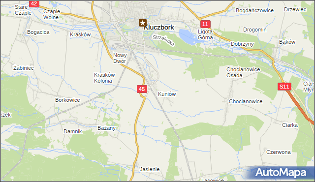 mapa Kuniów, Kuniów na mapie Targeo