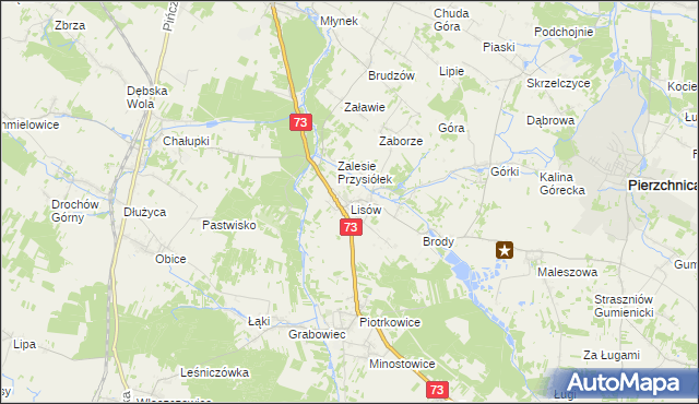 mapa Lisów gmina Morawica, Lisów gmina Morawica na mapie Targeo