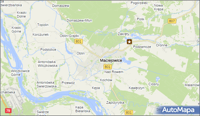 mapa Maciejowice powiat garwoliński, Maciejowice powiat garwoliński na mapie Targeo