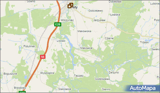 mapa Makowice gmina Płoty, Makowice gmina Płoty na mapie Targeo