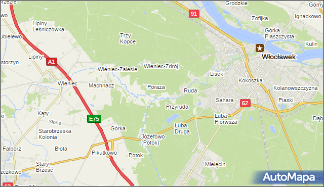 mapa Mazury gmina Brześć Kujawski, Mazury gmina Brześć Kujawski na mapie Targeo