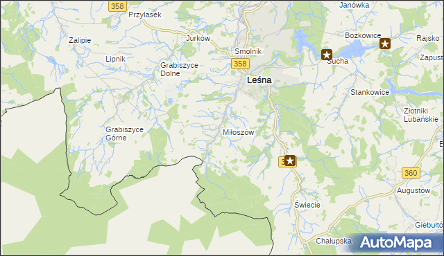 mapa Miłoszów, Miłoszów na mapie Targeo