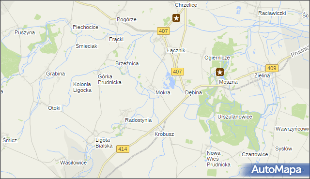 mapa Mokra gmina Biała, Mokra gmina Biała na mapie Targeo