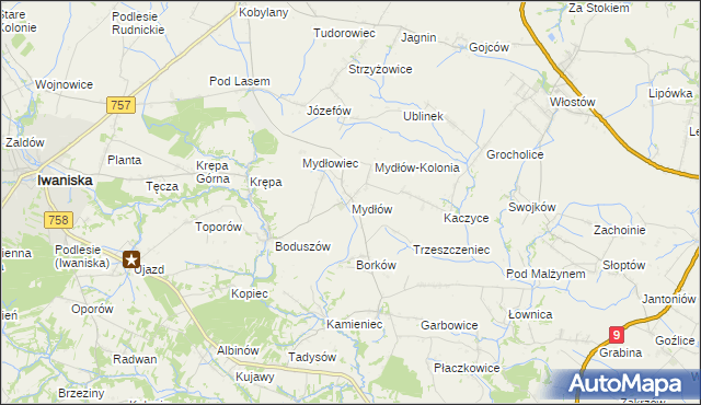 mapa Mydłów, Mydłów na mapie Targeo