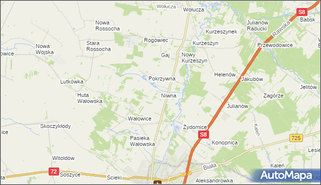 mapa Niwna, Niwna na mapie Targeo