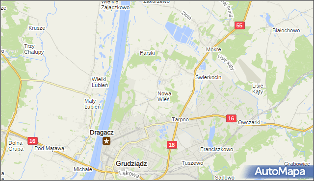 mapa Nowa Wieś gmina Grudziądz, Nowa Wieś gmina Grudziądz na mapie Targeo