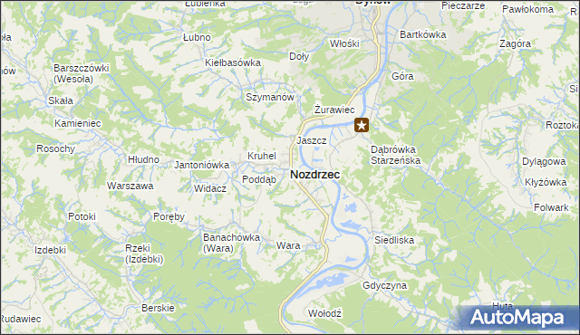 mapa Nozdrzec, Nozdrzec na mapie Targeo