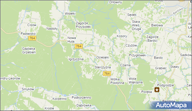 mapa Ociesęki, Ociesęki na mapie Targeo