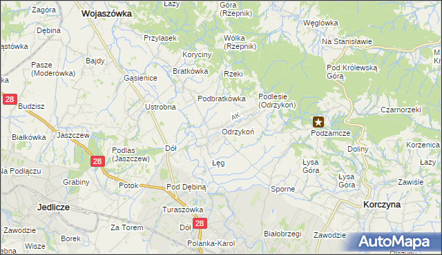 mapa Odrzykoń, Odrzykoń na mapie Targeo