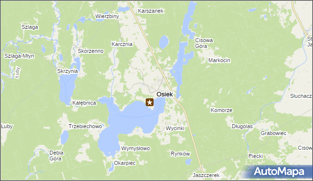 mapa Osiek powiat starogardzki, Osiek powiat starogardzki na mapie Targeo