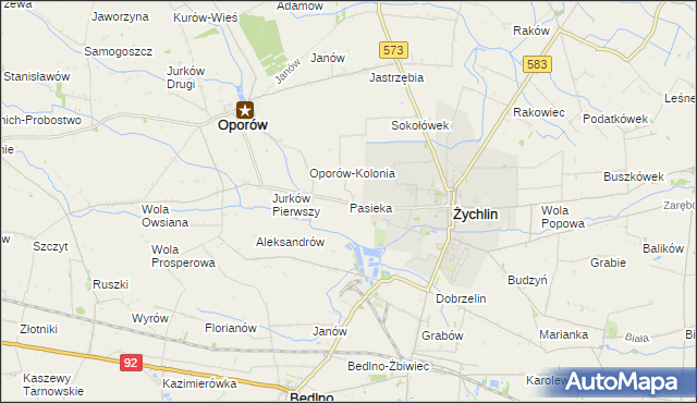 mapa Pasieka gmina Żychlin, Pasieka gmina Żychlin na mapie Targeo