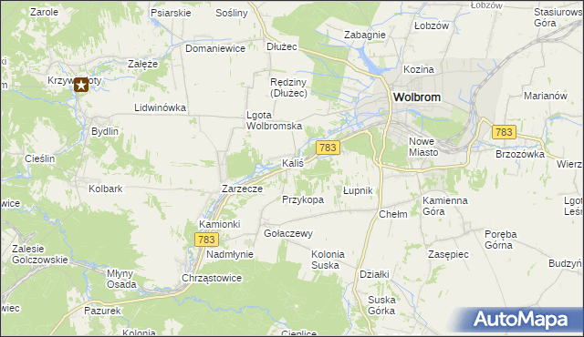 mapa Piaski gmina Wolbrom, Piaski gmina Wolbrom na mapie Targeo