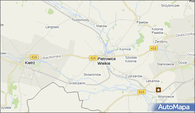 mapa Pietrowice Wielkie, Pietrowice Wielkie na mapie Targeo