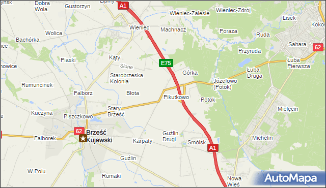 mapa Pikutkowo, Pikutkowo na mapie Targeo