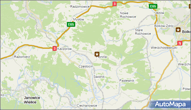 mapa Płonina gmina Bolków, Płonina gmina Bolków na mapie Targeo