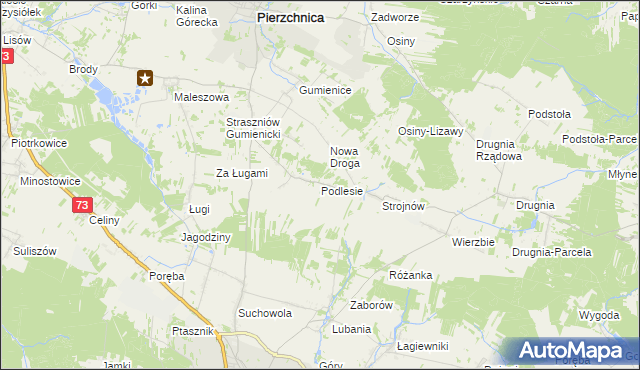 mapa Podlesie gmina Pierzchnica, Podlesie gmina Pierzchnica na mapie Targeo