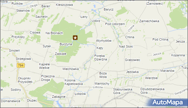 mapa Poręba Dzierżna, Poręba Dzierżna na mapie Targeo