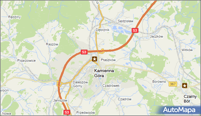 mapa Ptaszków, Ptaszków na mapie Targeo