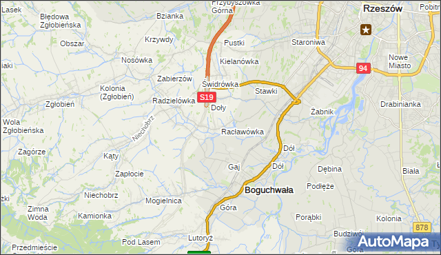 mapa Racławówka, Racławówka na mapie Targeo