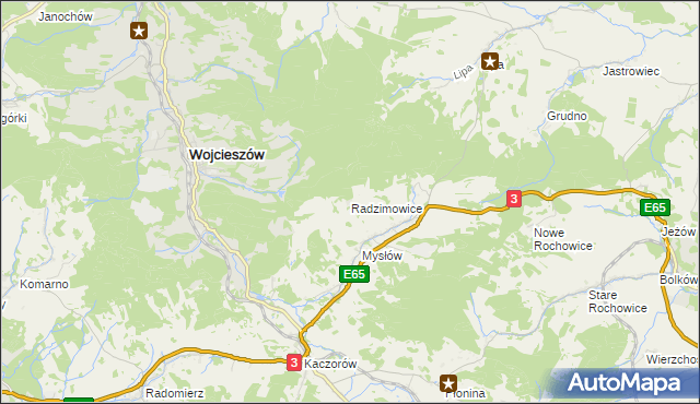 mapa Radzimowice gmina Bolków, Radzimowice gmina Bolków na mapie Targeo