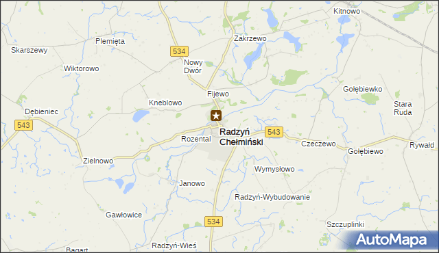 mapa Radzyń Chełmiński, Radzyń Chełmiński na mapie Targeo