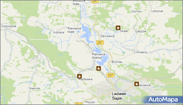 mapa Rakowice Wielkie, Rakowice Wielkie na mapie Targeo