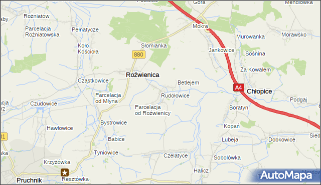 mapa Rudołowice, Rudołowice na mapie Targeo