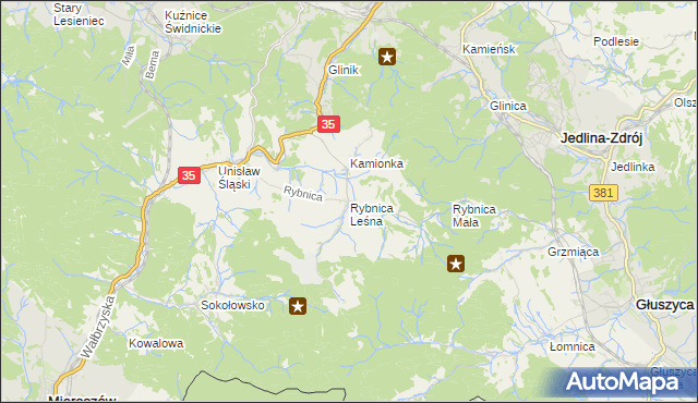 mapa Rybnica Leśna, Rybnica Leśna na mapie Targeo