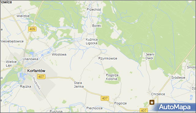 mapa Rzymkowice, Rzymkowice na mapie Targeo