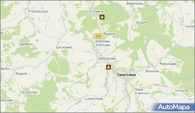 mapa Sędziszowa gmina Świerzawa, Sędziszowa gmina Świerzawa na mapie Targeo