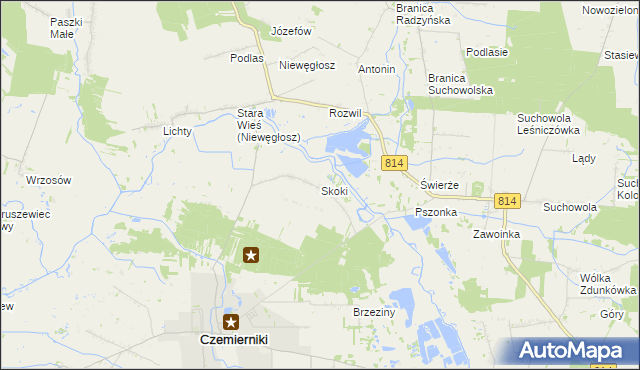 mapa Skoki gmina Czemierniki, Skoki gmina Czemierniki na mapie Targeo