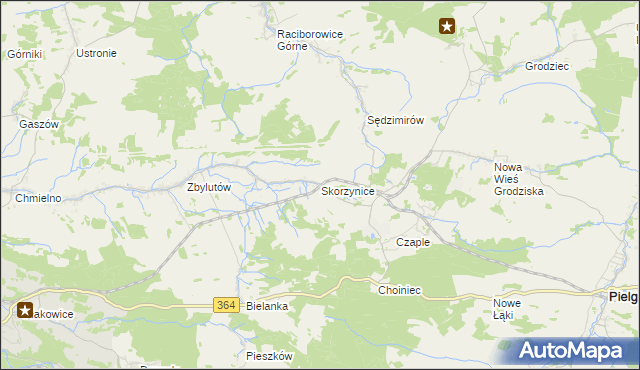 mapa Skorzynice, Skorzynice na mapie Targeo