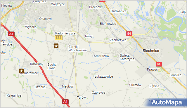 mapa Smardzów gmina Siechnice, Smardzów gmina Siechnice na mapie Targeo