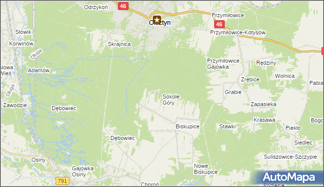 mapa Sokole Góry, Sokole Góry na mapie Targeo