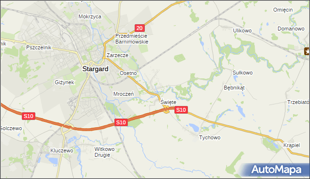 mapa Strachocin gmina Stargard, Strachocin gmina Stargard na mapie Targeo