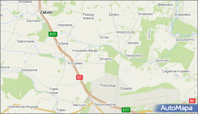 mapa Strubiny gmina Zakroczym, Strubiny gmina Zakroczym na mapie Targeo