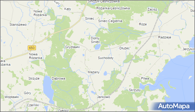 mapa Suchodoły gmina Kętrzyn, Suchodoły gmina Kętrzyn na mapie Targeo