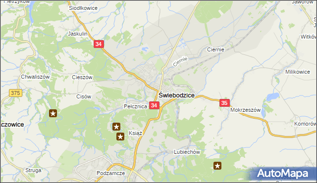 mapa Świebodzice, Świebodzice na mapie Targeo