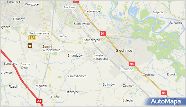 mapa Święta Katarzyna gmina Siechnice, Święta Katarzyna gmina Siechnice na mapie Targeo