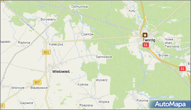 mapa Świniowice, Świniowice na mapie Targeo