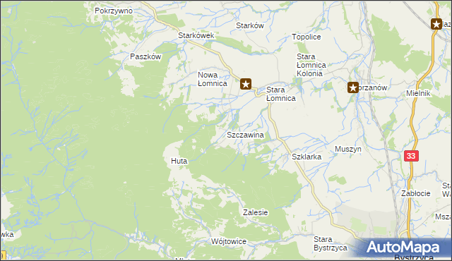 mapa Szczawina, Szczawina na mapie Targeo